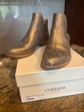 Cordani Metallic Pewter Crackle Ankle Booties